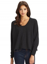 THE LOOKRibbed scoop necklineRibbed long dolman sleevesRolled hemTHE FITAbout 21 from shoulder to hemTHE MATERIALCashmereCARE & ORIGINDry cleanImported THE LOOKRibbed scoop necklineRibbed long dolman sleevesRolled hemTHE FITAbout 21 from shoulder to hemTHE MATERIALCashmereCARE & ORIGINDry cleanImported