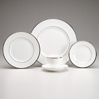 A sparkling complement to your silver serveware, this service mixes and matches perfectly with a wide color palette. Bone china. A sparkling complement to your silver serveware, this service mixes and matches perfectly with a wide color palette. Bone china.