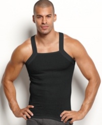 You'd recognize that neckline anywhere. The way its straps show off shoulders. The way it conjures images of gymnasts' uniforms and old-time bathing jerseys. Here, sold in a three-pack, the signature square-neck tank from 2(x)ist, made in cotton and cut close for best possible body-conscious fit. You'd recognize that neckline anywhere. The way its straps show off shoulders. The way it conjures images of gymnasts' uniforms and old-time bathing jerseys. Here, sold in a three-pack, the signature square-neck tank from 2(x)ist, made in cotton and cut close for best possible body-conscious fit.