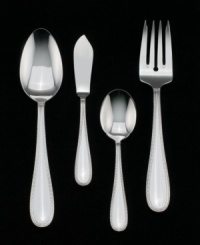 Complete any meal with this beautifully embossed hostess set. Includes a tablespoon, butter knife, sugar spoon and cold meat fork. Complete any meal with this beautifully embossed hostess set. Includes a tablespoon, butter knife, sugar spoon and cold meat fork.
