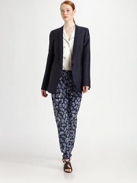 This chic menswear-inspired silhouette features a soft, on-trend shawl collar.Shawl collarButton closureWelt breast pocketSide welt pocketsVented cuffsBack ventFully linedAbout 28 from shoulder to hem69% wool/31% silkDry cleanImportedModel shown is 5'10 (177cm) wearing US size 4. This chic menswear-inspired silhouette features a soft, on-trend shawl collar.Shawl collarButton closureWelt breast pocketSide welt pocketsVented cuffsBack ventFully linedAbout 28 from shoulder to hem69% wool/31% silkDry cleanImportedModel shown is 5'10 (177cm) wearing US size 4.