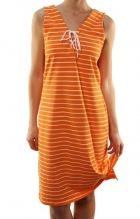 Lauren by Ralph Lauren Women's Sleeveless Tie Up V-Neck Casual Dress Orange