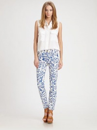 Pretty florals highlight this slim and sleek five-pocket style.THE FITSkinny fitRise, about 9Inseam, about 25THE DETAILSZip flyFive-pocket style98% cotton/2% elastaneMachine washImportedModel shown is 5'10 (177cm) wearing US size 4.OUR FIT MODEL RECOMMENDS ordering one size up as this style runs small. Pretty florals highlight this slim and sleek five-pocket style.THE FITSkinny fitRise, about 9Inseam, about 25THE DETAILSZip flyFive-pocket style98% cotton/2% elastaneMachine washImportedModel shown is 5'10 (177cm) wearing US size 4.OUR FIT MODEL RECOMMENDS ordering one size up as this style runs small.
