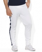 A classic-fitting drawstring pant in soft, silky microfiber is designed with athletic-driven details to celebrate the 2012 Olympic Games.