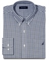 Check please! This gingham dress shirt from Nautica settles up your workplace wardrobe.