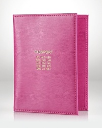 A sleek and sophisticated leather Lauren Ralph Lauren passport case is a first class extra, embossed with international airport codes.