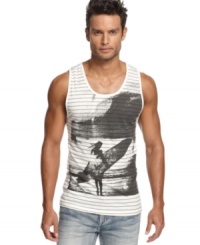 Get inspired with surf style wearing this Soul Surfer graphic tank from Marc Ecko Cut & Sew. Get inspired with surf style wearing this Soul Surfer graphic tank from Marc Ecko Cut & Sew.