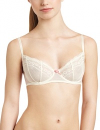Betsey Johnson Women's Eyelet Lace Underwire Demi Bra, Suzy Snow, 32DD Betsey Johnson Women's Eyelet Lace Underwire Demi Bra, Suzy Snow, 32DD