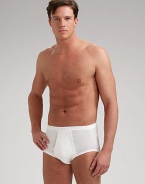 Classic full briefs in lightly ribbed mercerized cotton, a soft fabric of exceptional quality. Elastic waist. Machine wash. Imported. 
