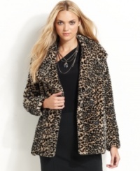 Wrap yourself up in a plush faux-fur jacket from DKNY Jeans. Featuring a chic animal print and vintage-inspired silhouette, it's great for transitioning from day to night! Wrap yourself up in a plush faux-fur jacket from DKNY Jeans. Featuring a chic animal print and vintage-inspired silhouette, it's great for transitioning from day to night!