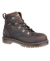 This pair of men's boots allows fashion to meet function. These Dr. Martens boots for men hit the utilitarian trend and stay wearable, anytime, anywhere. This pair of men's boots allows fashion to meet function. These Dr. Martens boots for men hit the utilitarian trend and stay wearable, anytime, anywhere.