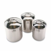 This 3 piece canister set has clear tops that let you easily see contents. This 3 piece canister set has clear tops that let you easily see contents.