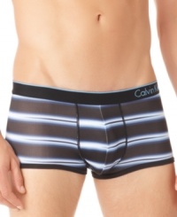 For the man looking for a slightly shorter leg and lower rise than boxer briefs: Calvin Klein trunks in supportive stretch microfiber. For the man looking for a slightly shorter leg and lower rise than boxer briefs: Calvin Klein trunks in supportive stretch microfiber.