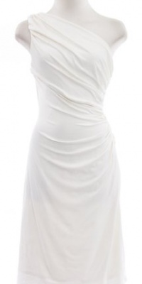 Lauren By Ralph Lauren White Jersey Ruched One Shoulder Dress 8