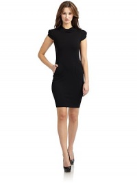 THE LOOKHigh neckPleated cap sleevesDual front slash pocketsPullover styleTHE FITAbout 35½ from shoulder to hemTHE MATERIAL95% viscose/3% polyamide/2% elastaneCARE & ORIGINDry cleanImportedModel shown is 5'10½ (179cm) wearing US size 4. THE LOOKHigh neckPleated cap sleevesDual front slash pocketsPullover styleTHE FITAbout 35½ from shoulder to hemTHE MATERIAL95% viscose/3% polyamide/2% elastaneCARE & ORIGINDry cleanImportedModel shown is 5'10½ (179cm) wearing US size 4.