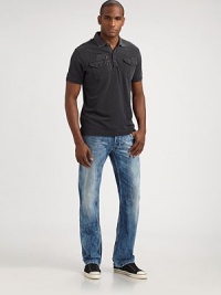 A slim-fitting polo gets a refreshing update with chest zip and buttoned flap pockets.Four-button placketChest zip, flap pocketsCottonMachine washImported A slim-fitting polo gets a refreshing update with chest zip and buttoned flap pockets.Four-button placketChest zip, flap pocketsCottonMachine washImported