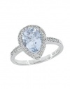 Effy Jewlery 14K White Gold Aquamarine and Diamond Ring, 1.47 TCW Ring size 7