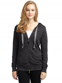 THE LOOKHooded style with contrast drawstringsFront zipperFront pouch pocketLong sleevesTHE FITAbout 26 from shoulder to hemTHE MATERIALSelf: polyester/cotton/rayonContrast 1: cotton/silkContrast 2: pima cotton/modalCARE & ORIGINMachine washImportedModel shown is 5'8 (172½cm) wearing US size Small. THE LOOKHooded style with contrast drawstringsFront zipperFront pouch pocketLong sleevesTHE FITAbout 26 from shoulder to hemTHE MATERIALSelf: polyester/cotton/rayonContrast 1: cotton/silkContrast 2: pima cotton/modalCARE & ORIGINMachine washImportedModel shown is 5'8 (172½cm) wearing US size Small.