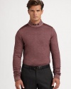 Contrasting shoulder panels distinguish a streamlined, crewneck sweater shaped in lightweight wool with techno suede shoulder detail.CrewneckRibbed knit collar, cuffs and hemWoolDry cleanImported