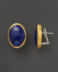 Bold lapis button earrings in 24K yellow gold and sterling silver. From Gurhan. Bold lapis button earrings in 24K yellow gold and sterling silver. From Gurhan.