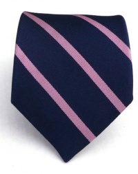 100% Silk Woven Navy and Pink Striped Tie 100% Silk Woven Navy and Pink Striped Tie