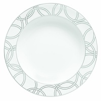 With platinum circles that represent the circles of life, the new Halo dinnerware pattern is the perfect choice for today's modern bride. Fresh in design, Halo brings the elegance of platinum on beautiful bright white bone china that is both graceful and contemporary.