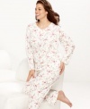 Sleep tight in pretty prints. Charter Club's plus size pajamas feature a darling floral print with decorative trim at the neckline.
