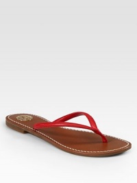 Logoed leather footbed topped with a classic thong upper. Leather upperLeather liningRubber soleImportedOUR FIT MODEL RECOMMENDS ordering true whole size; ½ sizes should order the next whole size down. Logoed leather footbed topped with a classic thong upper. Leather upperLeather liningRubber soleImportedOUR FIT MODEL RECOMMENDS ordering true whole size; ½ sizes should order the next whole size down.