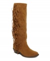 A structured boot that's heavy on detail. The Cody boots by Material Girl have layers of fringe all along the shaft.