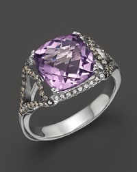 Badgley Mischka Amethyst Ring With White And Brown Diamonds Badgley Mischka Amethyst Ring With White And Brown Diamonds
