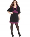 Colorblocked trim lends a slimming silhouette to Style&co.'s butterfly sleeve plus size dress-- it's a must-get for the season!