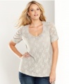 INC's plus size lace top is just feminine enough to pair with everything from skirts to jeans!