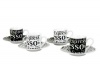 Konitz Espresso Writing 3-Ounce Cups and Saucers, Set of 4, Black/White