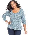 Look chic for less with Charter Club's long sleeve plus size top, featuring an animal-print-- it's an Everyday Value!