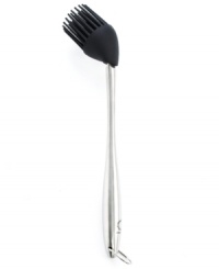 What an angle! This basting brush features an angled head that locks flavor and juices in evenly for succulent, tender dishes that wow. The silicone head lets you forget about loose bristles and skip long clean ups. Limited lifetime warranty. What an angle! This basting brush features an angled head that locks flavor and juices in evenly for succulent, tender dishes that wow. The silicone head lets you forget about loose bristles and skip long clean ups. Limited lifetime warranty.
