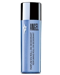 Adorn and protect the skin with ANGEL in a most feminine gesture. Experience a sensual and delicious feeling of softness and comfort that will linger though your celestial journeys thanks to the Intense Diffusion System (IDS® Technology).50 ml / 1.8 oz. net wt. Perfuming Roll-on Deodorant Adorn and protect the skin with ANGEL in a most feminine gesture. Experience a sensual and delicious feeling of softness and comfort that will linger though your celestial journeys thanks to the Intense Diffusion System (IDS® Technology).50 ml / 1.8 oz. net wt. Perfuming Roll-on Deodorant