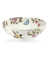 A fresh take on Portmeirion's beloved Botanic Garden pattern, the Botanic Hummingbird serving bowl features colorful wildlife with muted blooms on modern white porcelain.