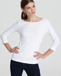 A true essential for any gal, this Three Dots top uses fabric treated to retain color, and its premium combed cotton resists pilling. A true essential for any gal, this Three Dots top uses fabric treated to retain color, and its premium combed cotton resists pilling.