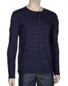 Vince Mens Henley Shirt Large X-Large XL Cotton Long Sleeves Navy Blue Euro 54