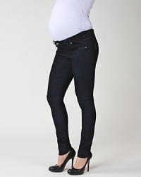 Stay on-trend during your pregnancy in these Paige Denim Maternity skinny jeans. Elasticized side panels offer stretch and comfort in equal measure. Stay on-trend during your pregnancy in these Paige Denim Maternity skinny jeans. Elasticized side panels offer stretch and comfort in equal measure.