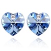 Crystal Heart 18k Gold Plated Heart Shaped Swarovski Crystal Stud Earrings - Aquamarine Blue