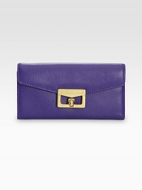 EXCLUSIVELY AT SAKS in Royal Purple. Rich pebble-grain leather in a flap-front silhouette, finished with signature logo-stamped hardware.Turnlock flap closureOne inner zip compartmentThree inside open pocketsSix inside card slotsFully lined7½W X 3½H X 1/2DImportedBoxed for giving EXCLUSIVELY AT SAKS in Royal Purple. Rich pebble-grain leather in a flap-front silhouette, finished with signature logo-stamped hardware.Turnlock flap closureOne inner zip compartmentThree inside open pocketsSix inside card slotsFully lined7½W X 3½H X 1/2DImportedBoxed for giving