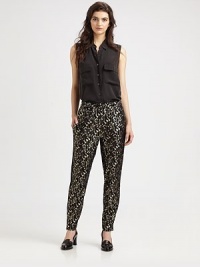 Impeccably tailored pants sprinkled in an abstract metallic print. Button closureSlash pocketsZippered cuffsFully linedRise, about 12Inseam, about 27Silk/metallic fibersDry cleanImportedModel shown is 5'10 (177cm) wearing US size Small.This style runs true to size. We recommend ordering your usual size for a standard fit. Impeccably tailored pants sprinkled in an abstract metallic print. Button closureSlash pocketsZippered cuffsFully linedRise, about 12Inseam, about 27Silk/metallic fibersDry cleanImportedModel shown is 5'10 (177cm) wearing US size Small.This style runs true to size. We recommend ordering your usual size for a standard fit.