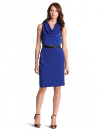 AK Anne Klein Dresses Women's Belted Cowl Neck Sheath Dress