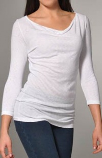 Michael Stars 3/4 Sleeve Scoop Neck Semi FittedTop, White (One Size) Michael Stars 3/4 Sleeve Scoop Neck Semi FittedTop, White (One Size)