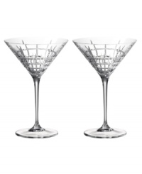 Create a stir with the classic linear cut and striking crystal elegance of Cocktail Party martini glasses from Lauren Ralph Lauren. Perfect for a dirty martini or swanky desserts. Create a stir with the classic linear cut and striking crystal elegance of Cocktail Party martini glasses from Lauren Ralph Lauren. Perfect for a dirty martini or swanky desserts.