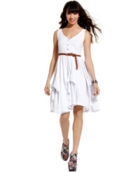 A fun parachute skirt adds one-of-a-kind flavor to this belted day dress from American Rag! Pair the frock with bold shoes for a look that's uniquely you! A fun parachute skirt adds one-of-a-kind flavor to this belted day dress from American Rag! Pair the frock with bold shoes for a look that's uniquely you!