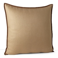This euro sham adds texture in neutral linen with soft suede trim. This euro sham adds texture in neutral linen with soft suede trim.