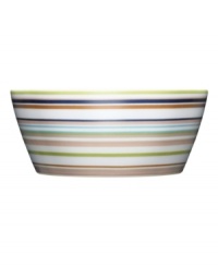 More than bold stripes and warm colors, the Origo dessert bowl transitions from oven to table and into the dishwasher without a hitch. Combine with other Iittala dinnerware pieces to make any setting pop. Designed by Alfredo Haberli. More than bold stripes and warm colors, the Origo dessert bowl transitions from oven to table and into the dishwasher without a hitch. Combine with other Iittala dinnerware pieces to make any setting pop. Designed by Alfredo Haberli.