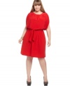 Cinch your waist in Love Squared's short sleeve plus size dress-- it's super-cute for the season!